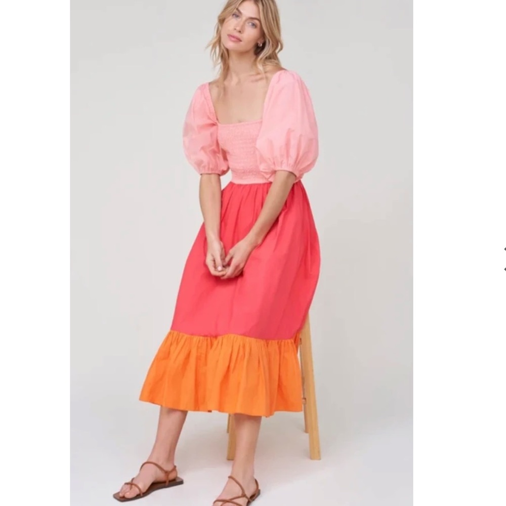 RHODE Eloise Colorblocked Midi Dress